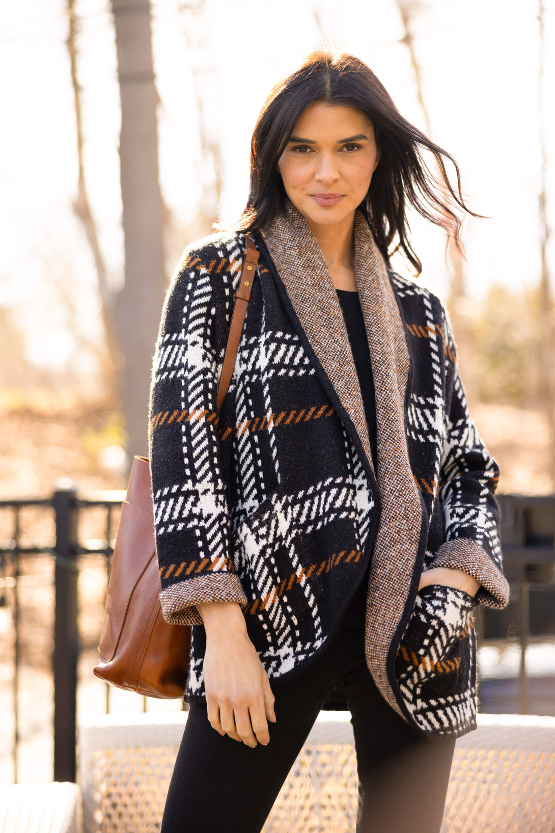 Habitat-Womens-Clothing-CabinKnits-Cozy-Cardigan-Oversized-Openfront-Sweater-Black-Pattern