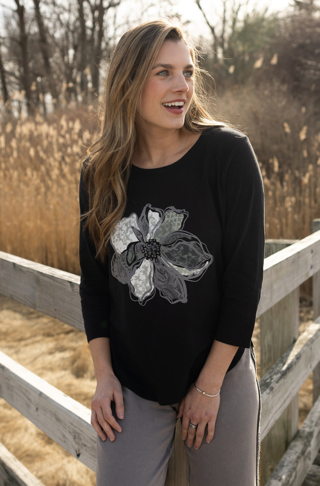 Escape by Habitat's Stamped Foliage Long Sleeve Top