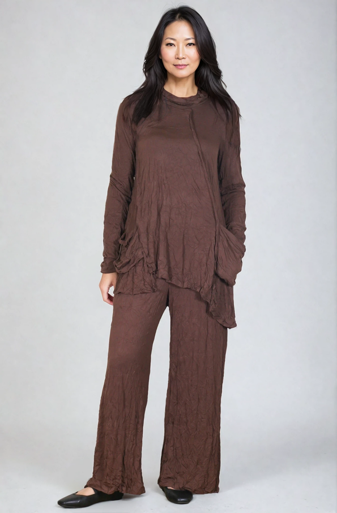 Chalet-Ceci-Womens-Clothing-Julienne-Top-Shirt-Crinkle-Knit-Bamboo-Clay-Brown