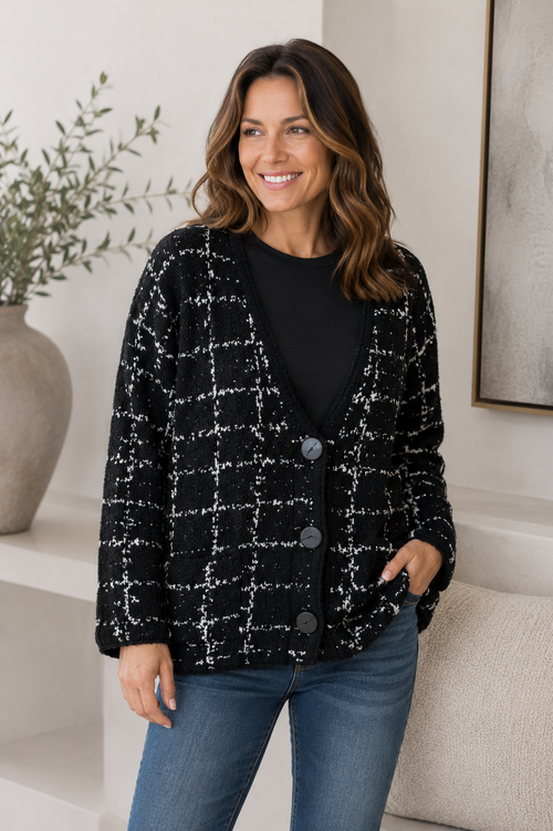 Windowpane Cocoon Cardi