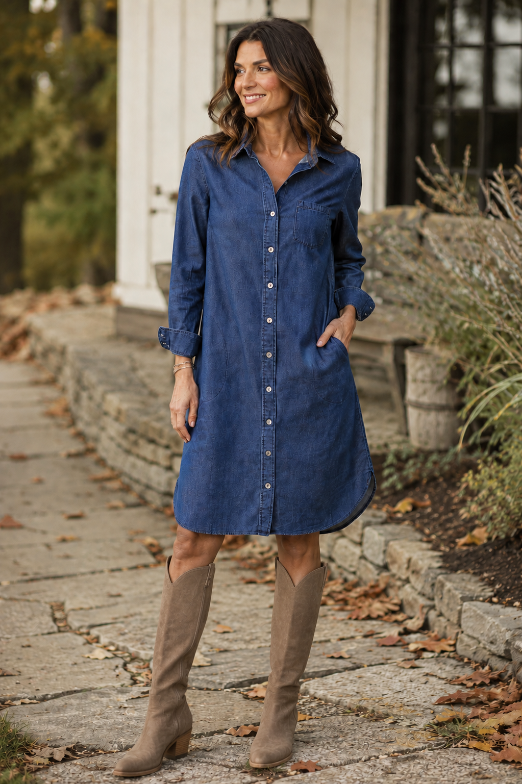 Habitat Perfect Travel Denim Cafe Midi Dress (15587) (Dark Denim) M