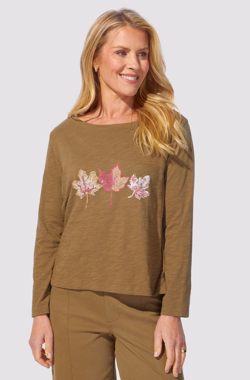 Boxy Tee, Stamped Foliage