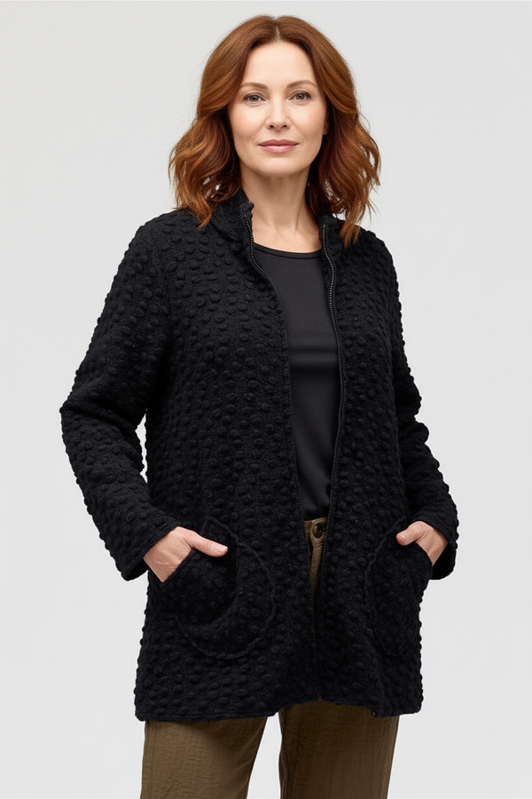 CutLoose-Womens-Clothing-Zip-Swing-Jacket-Polka-Dot-Black