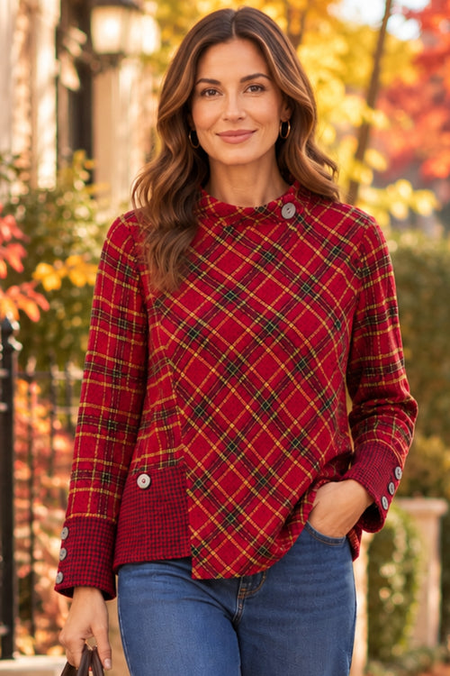 Asymmetrical Button Cuff Top