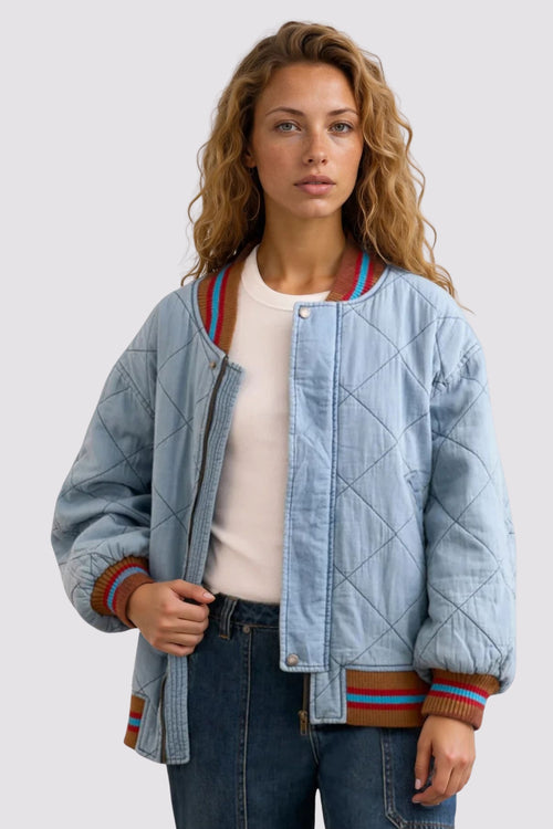 Quilted Denim Bomber