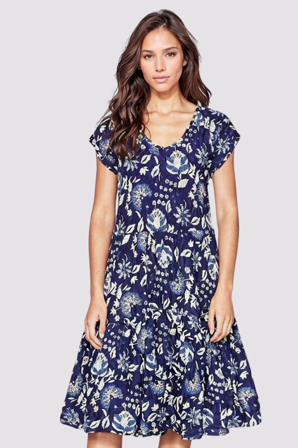 a new day blue floral dress Dress Addict Jade Dress | Crinkled Cotton Midi Dress