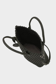 Isle Jacobsen Vegan Leather Woven Vertical Tote Bag (Black with Gun Metal)