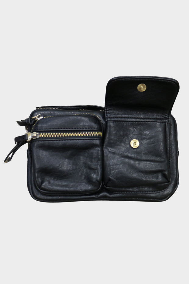 Joy Susan Kendra Cargo Pocket Crossbody Bag (Vegan Leather){Black/Saddle}