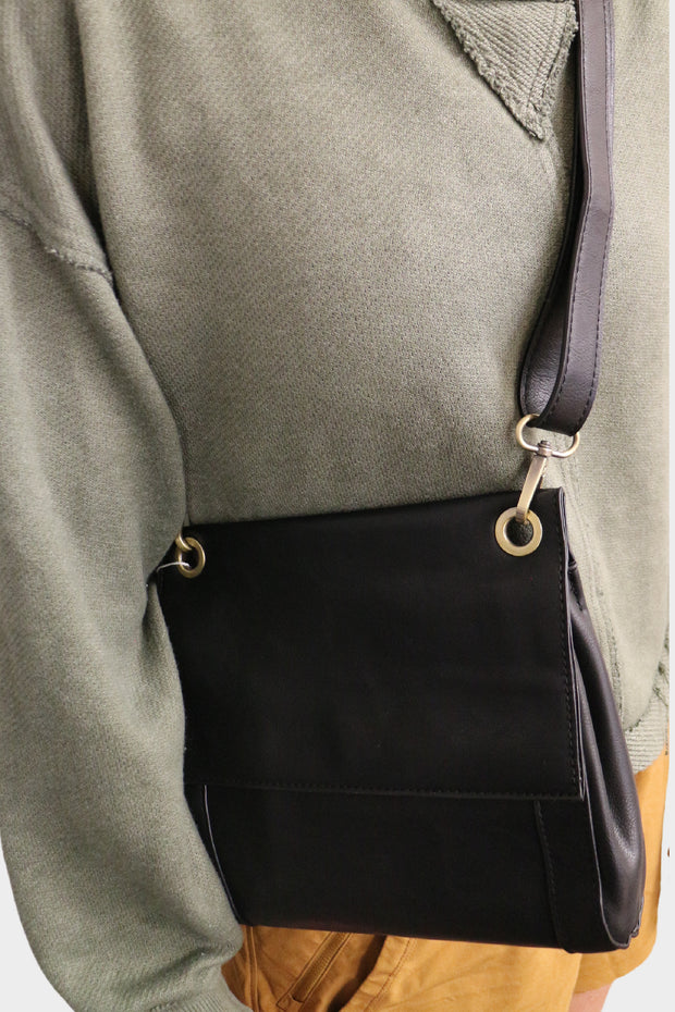 Joy Susan Liana Crossbody Bag (Vegan Leather){Black/Burgundy}