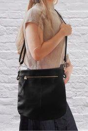 Joy Susan Cheyenne Crossbody Bag (Vegan Leather){Black}