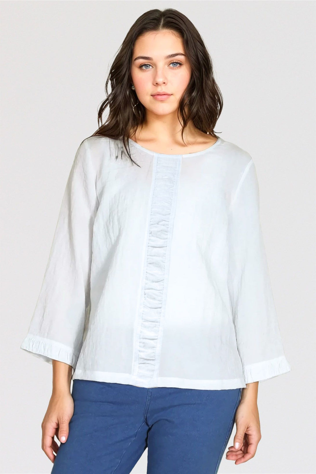 Habitat-Womens-Clothing-Travel-Cindy-Shirt-Tunic-Top-Ruched-White