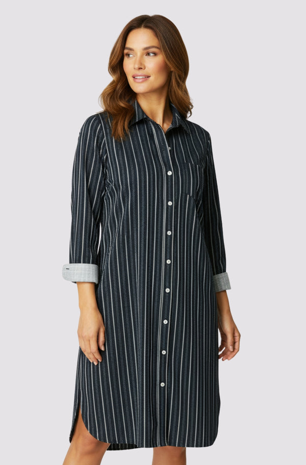 Café Midi Dress - Stripe