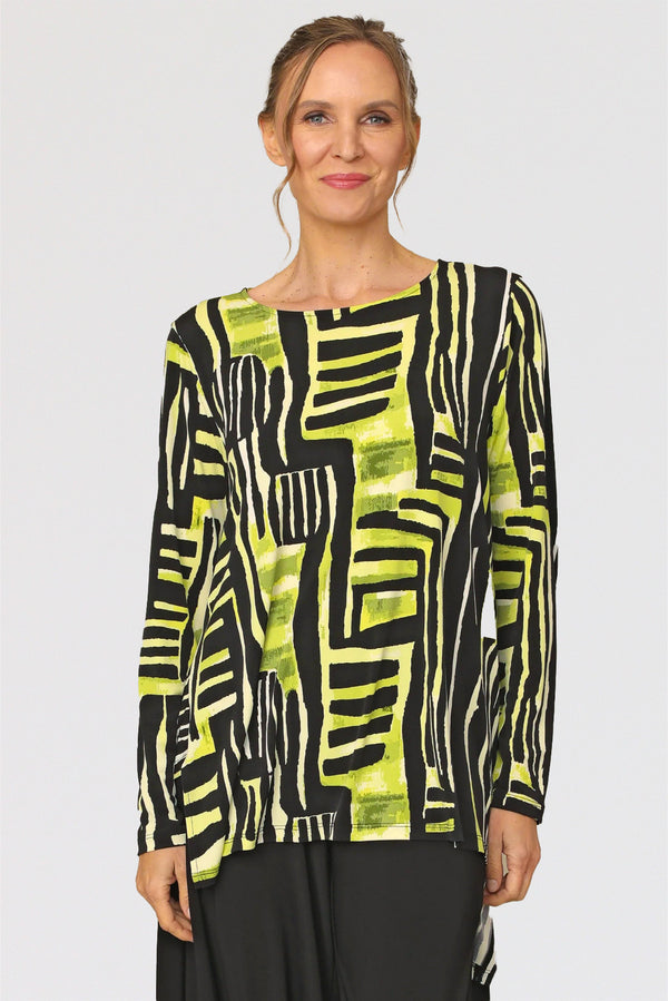 Chalet-Ceci-Womens-Clothing-Reanna-Shirt-Top-Tunic-Bamboo-Green-Black-Print