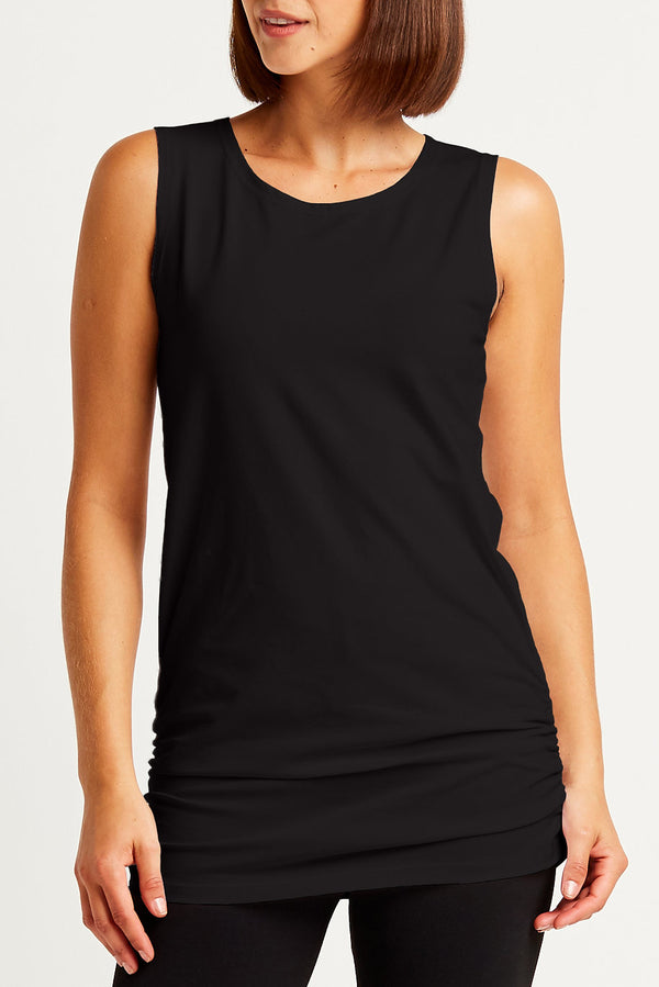 PLANET by Lauren G's Ruched Tank Black