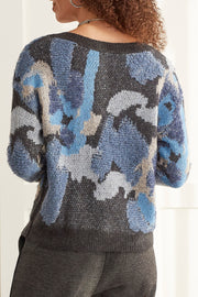 Tribal Looped Yarn V-Neck Sweater {Charcoal}