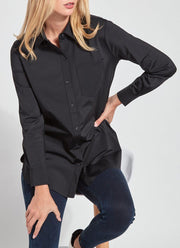 LYSSÉ's Schiffer Button Down Shirt is a classic button down collared dress shirt made in a soft Microfiber fabric that is wrinkle resistant.