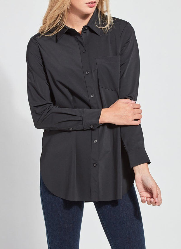 LYSSÉ's Schiffer Button Down Shirt is a classic button down collared dress shirt made in a soft Microfiber fabric that is wrinkle resistant.