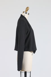 Cut Loose Cropped Cardigan (Cotton Linen Knit)[Black/White]