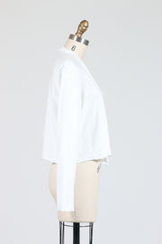 Cut Loose Cropped Cardigan (Cotton Linen Knit)[Black/White]