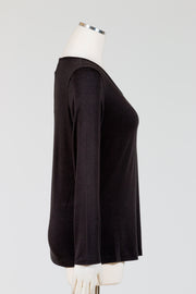 Chalet Long Sleeve Basic Top, Modal {Black/White}