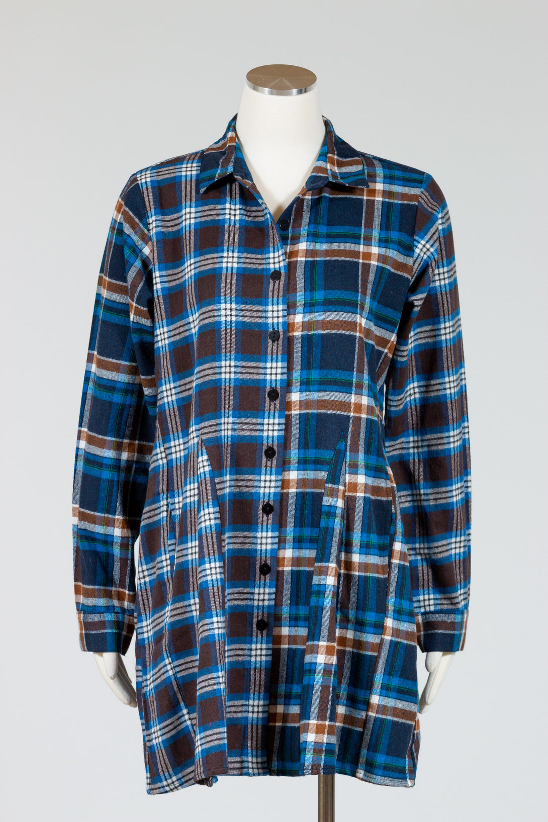 Tulip's Delphine Top is a collared button down brushed cotton shirt in blue plaid for sale at Lissa the Shop.
