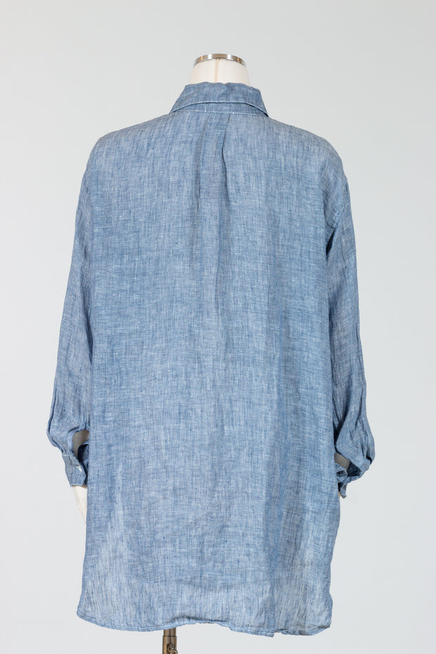 CP Shades Marella Oversized Shirt (Chambray Linen) {Blue/Black}
