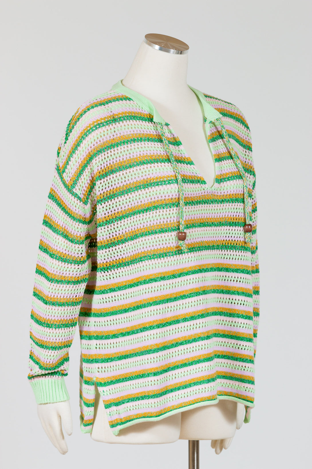 Zaket & Plover Tie Neck Sweater (Cotton Knit) {Pea}