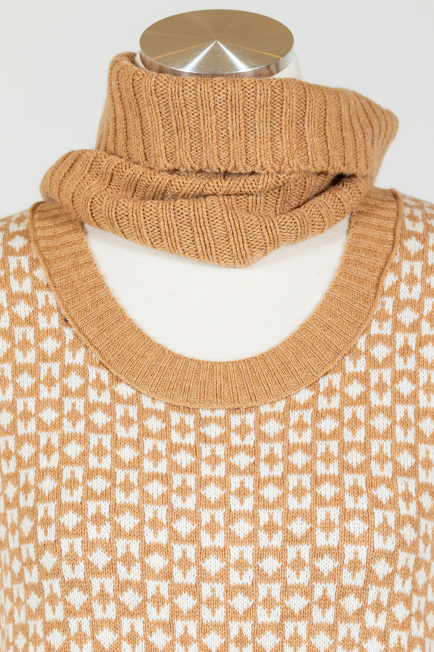 Zaket & Plover Fair Isle Sweater with Snood (Cotton Knit) {Biscuit}[FINAL SALE]