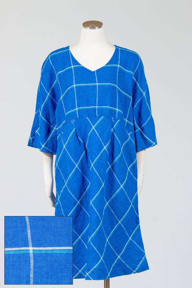 FLAX Dolman Dress (Linen) {Royal Tattersall}[FINAL SALE]