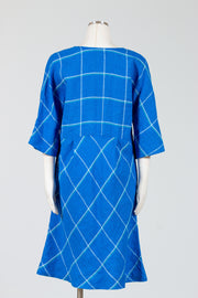 FLAX-Dolman-Dress-Linen-Royal-Tattersall-Blue