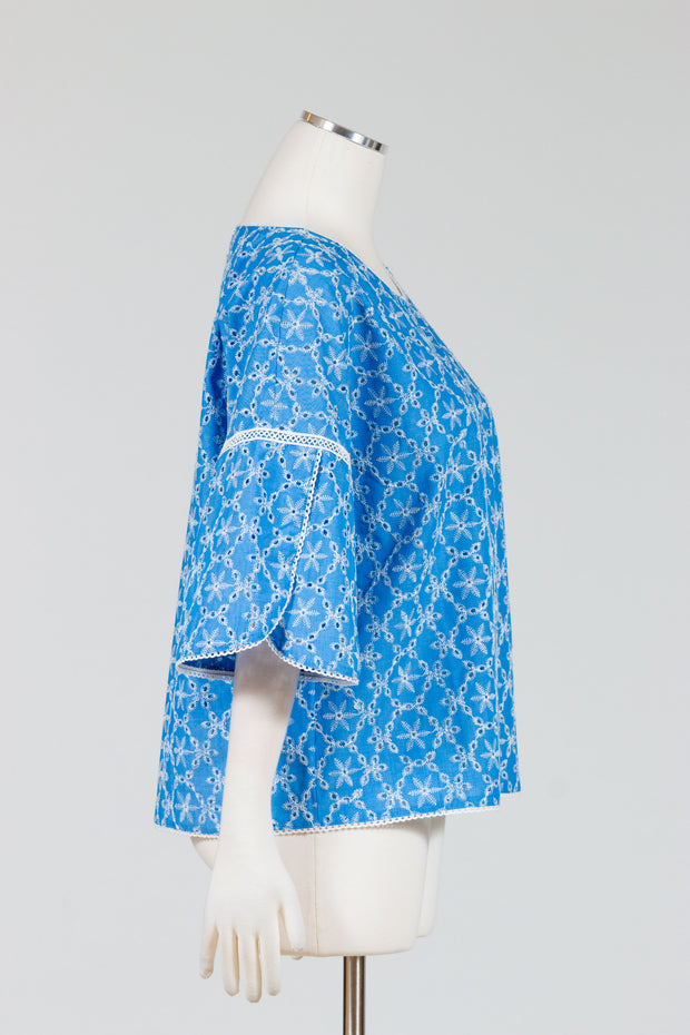 Tribal-Embroidered-Blouse-Eyelet-Blue
