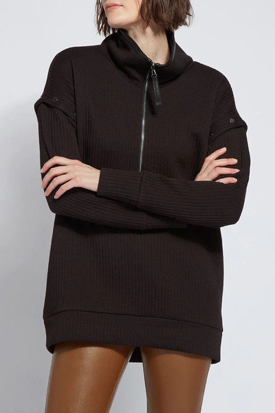 LYSSÉ Cozy Convertible Sweatshirt (Quilted){Black}