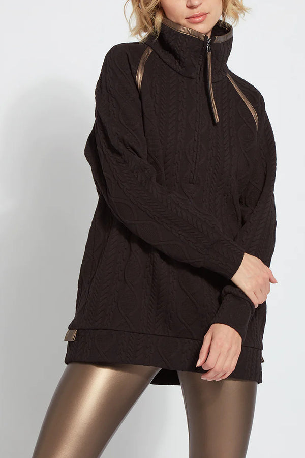 LYSSÉ Tessa Quilted Pullover (Stretch Knit){Black