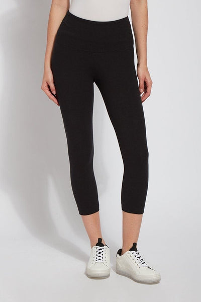 LYSSÉ's Flattering Cotton Legging  is a crop length high waist stretch cotton legging and is substantial and supportive with the inner tummy control waistband.