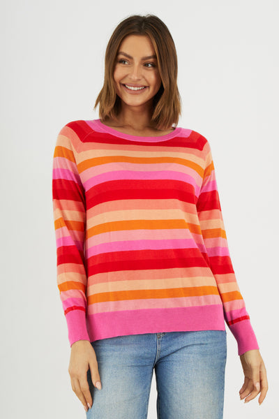 Zaket & Plover Multi Stripe Sweater (Cotton Knit)